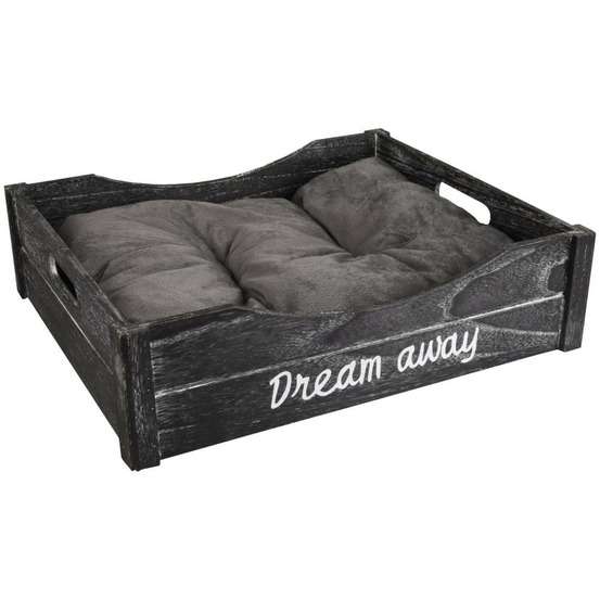 Panier + coussin clio rectangulaire, 45 x 38 x 12 cm. Gris noir . Pour cha