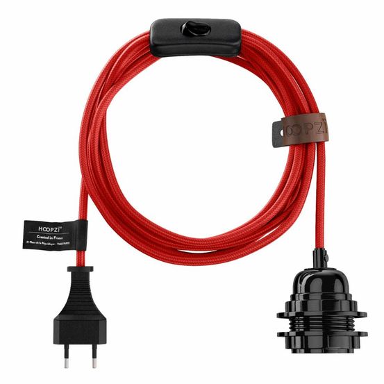 Luminaire corde bala fil électrique - coton rouge