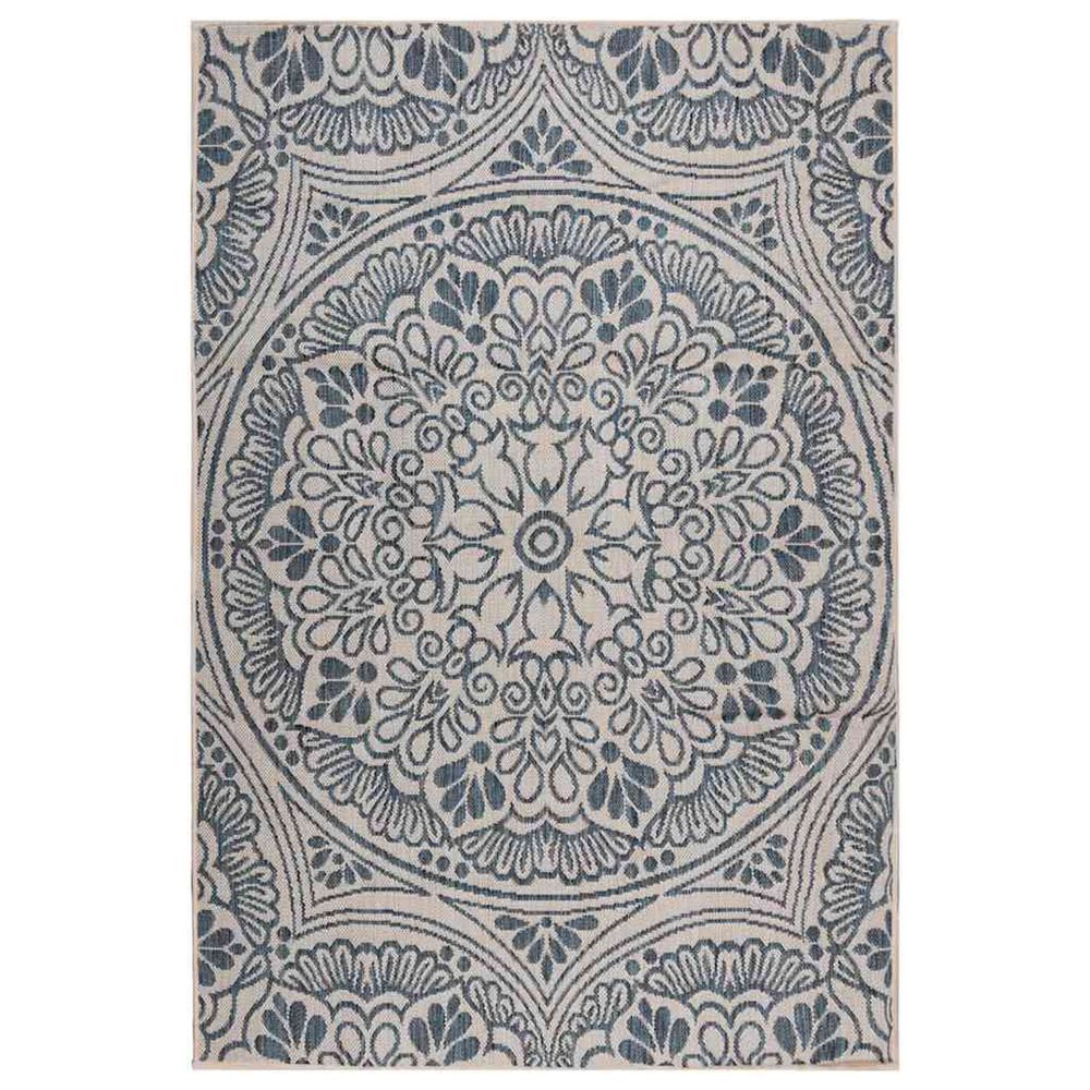 Tapis à tissage plat d'extérieur 160x230 cm motif bleu