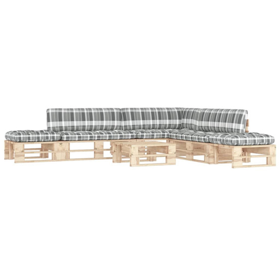 Salon de jardin palette 6pcs avec coussins bois de pin imprégné