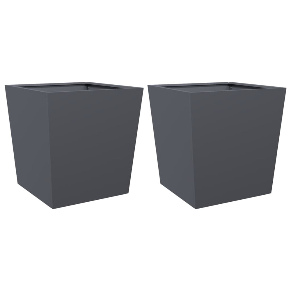 Jardinière d'extérieurs 2 pcs anthracite 50x50x50 cm acier