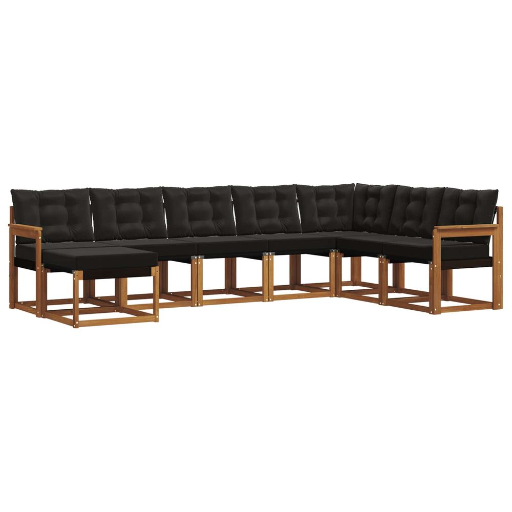 Ensemble de canapés d'extérieur 8 pc naturel et noir