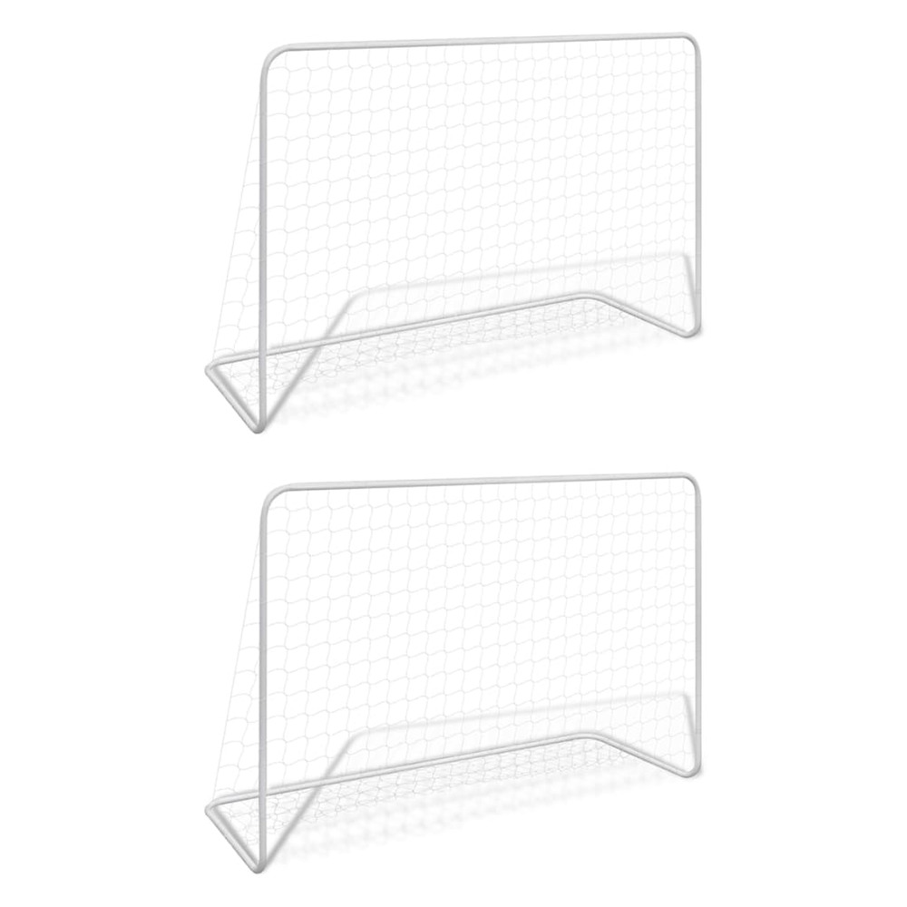 Buts de football 2 pcs avec filets 182x61x122 cm acier blanc