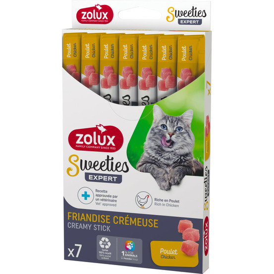 Sticks crème de poulet 7 x 14 g pour chat