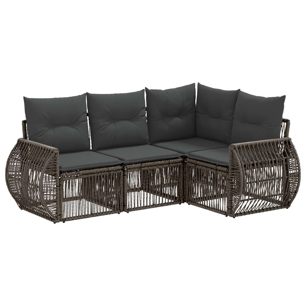 Ensemble de canapé de jardin 4 pcs gris et gris foncé polyrotin