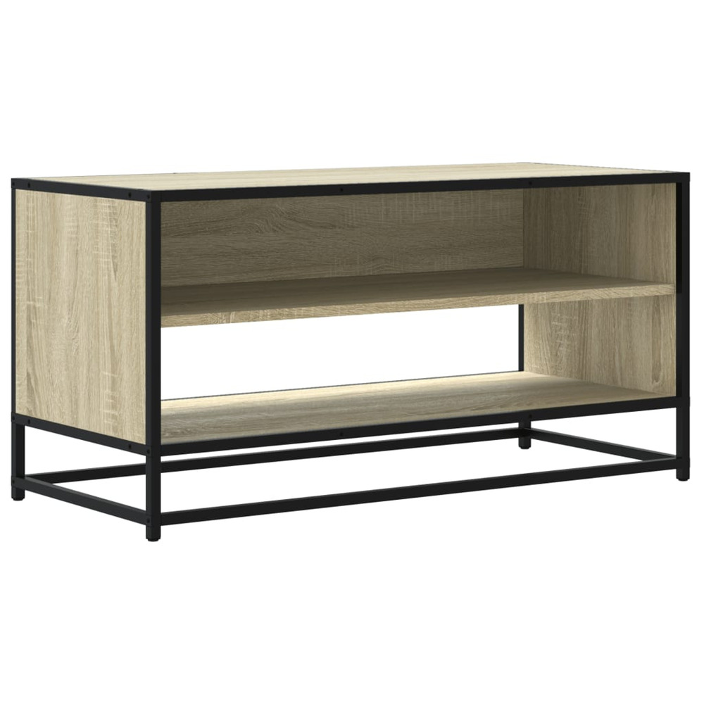 Meuble tv chêne sonoma 91x40x46 cm bois d'ingénierie et métal