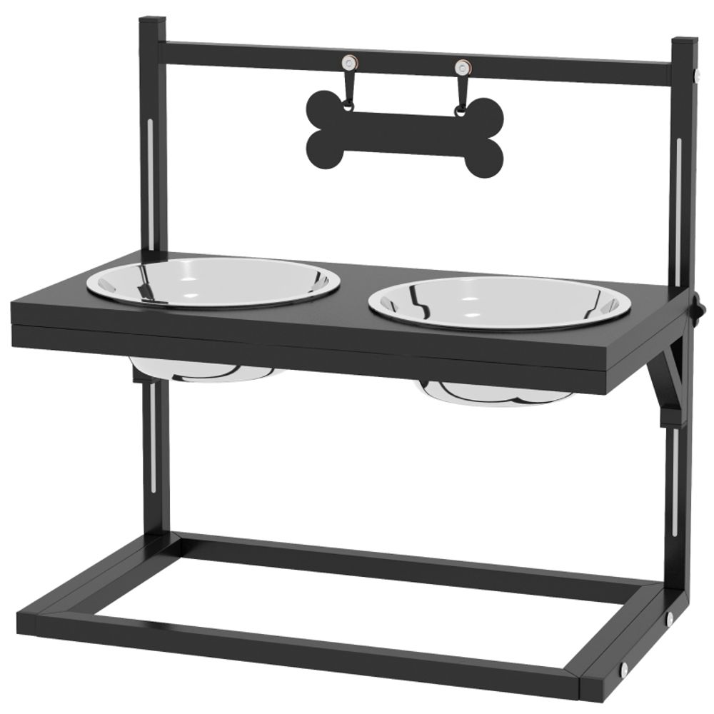 Support double gamelle surélevée acier pour chien hauteur réglable 40,5cm noir - comfortxl outdoor living