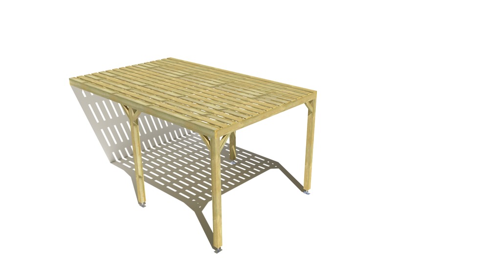 Pergola bois • 3m x 5m • adossée • sens largeur • platelage bois • livraison comprise