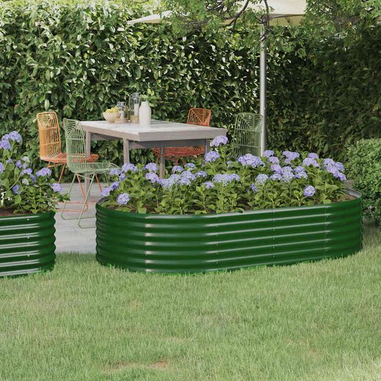 Carré potager acier galvanisé pour légumes et fleurs vert 175x100x36 cm