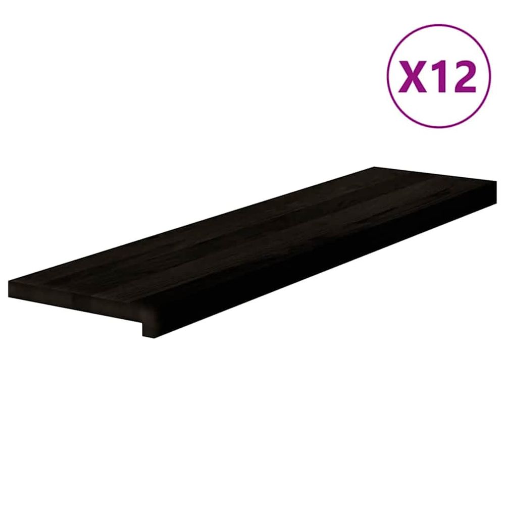 Marches d'escalier 12 pcs marron foncé 100x30x2 cm chêne massif