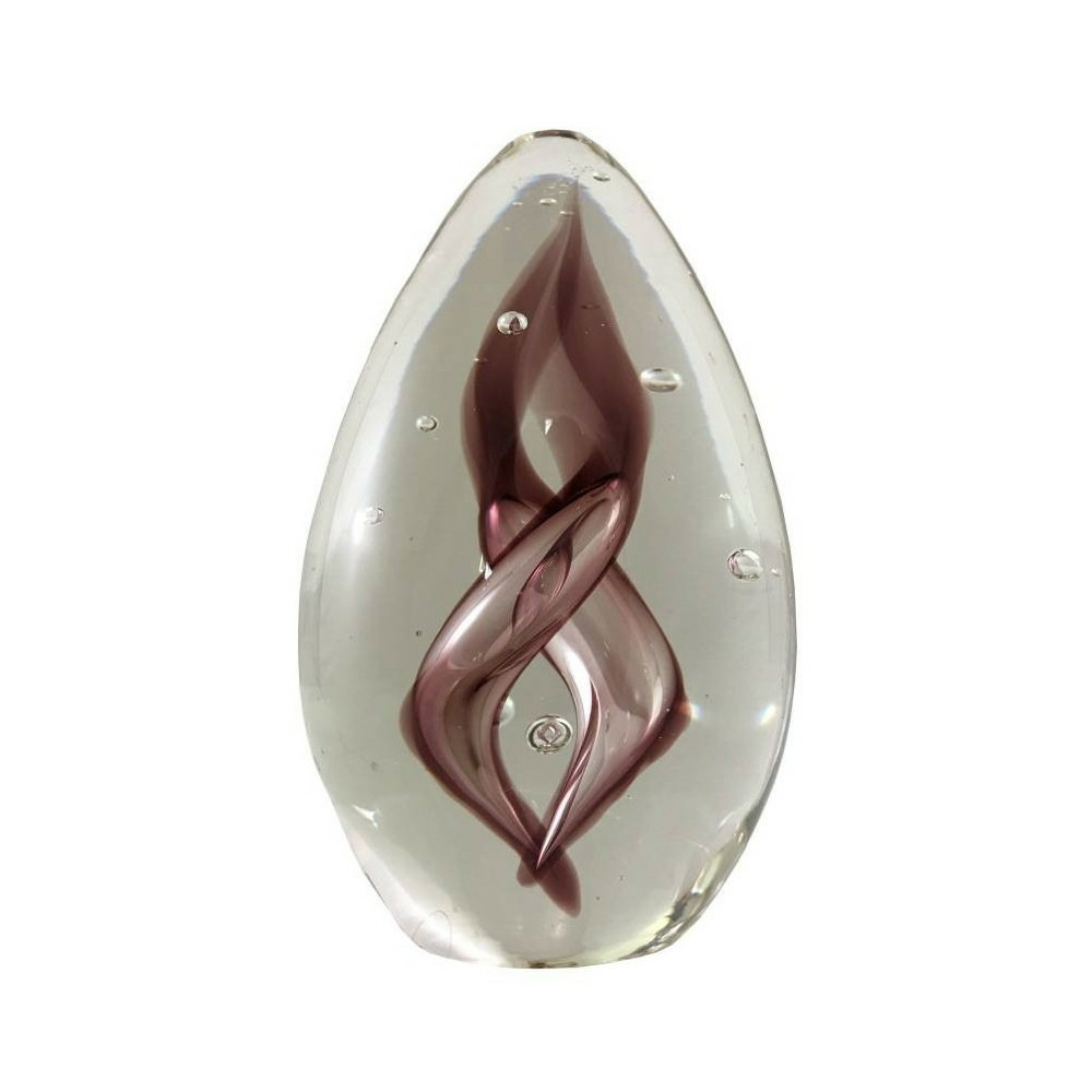 Presse papier sulfure en verre mauve 9.5 x 6.5 cm