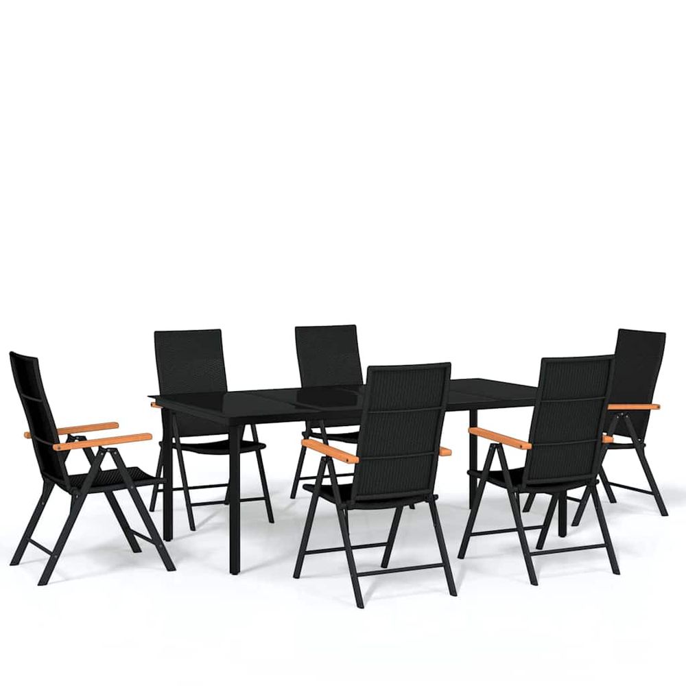 Ensemble à manger de jardin 7 pcs noir
