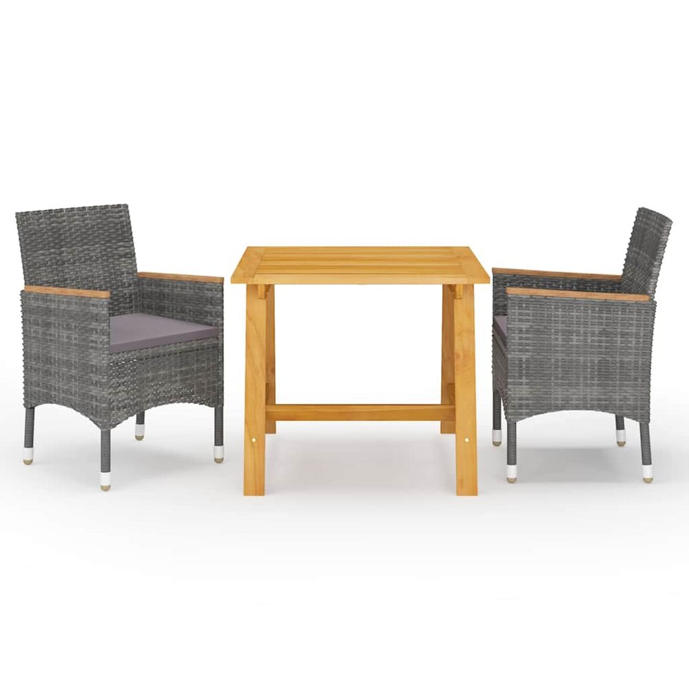Ensemble à manger de jardin 3 pcs gris