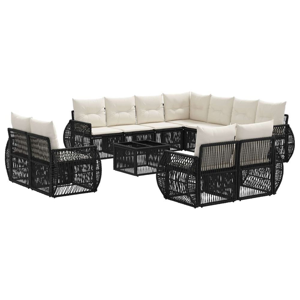 Ensemble de canapé de jardin 12 pc noir et blanc crème
