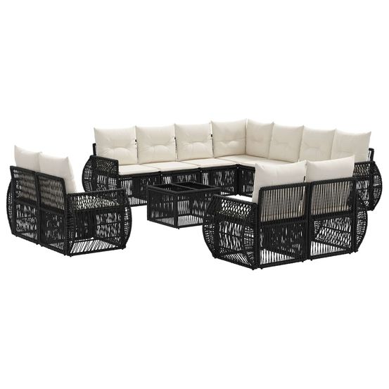 Ensemble de canapé de jardin 12 pc noir et blanc crème
