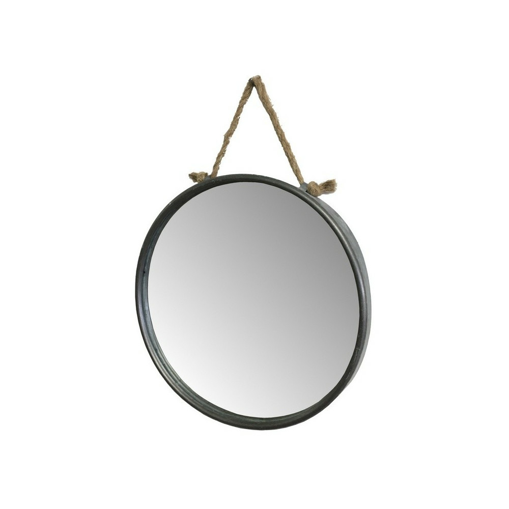 Miroir mural en métal et corde gris ø.36 cm