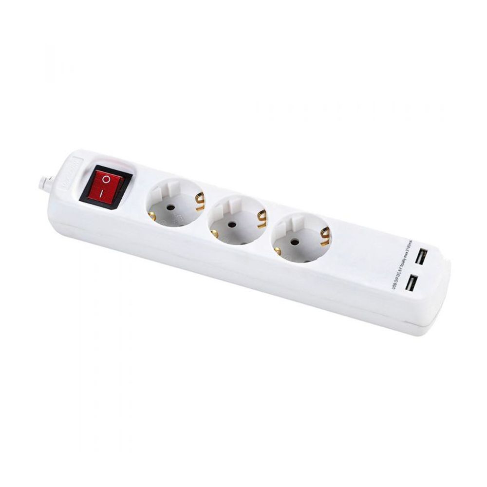 Multiprise avec interrupteur 5 fiches et 2 ports usb, câble 3x1,5 1,4 mètre alyco alyco 199435