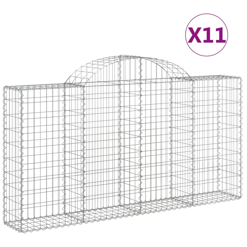 Paniers à gabions arqués 11 pcs 200x30x100/120 cm fer galvanisé