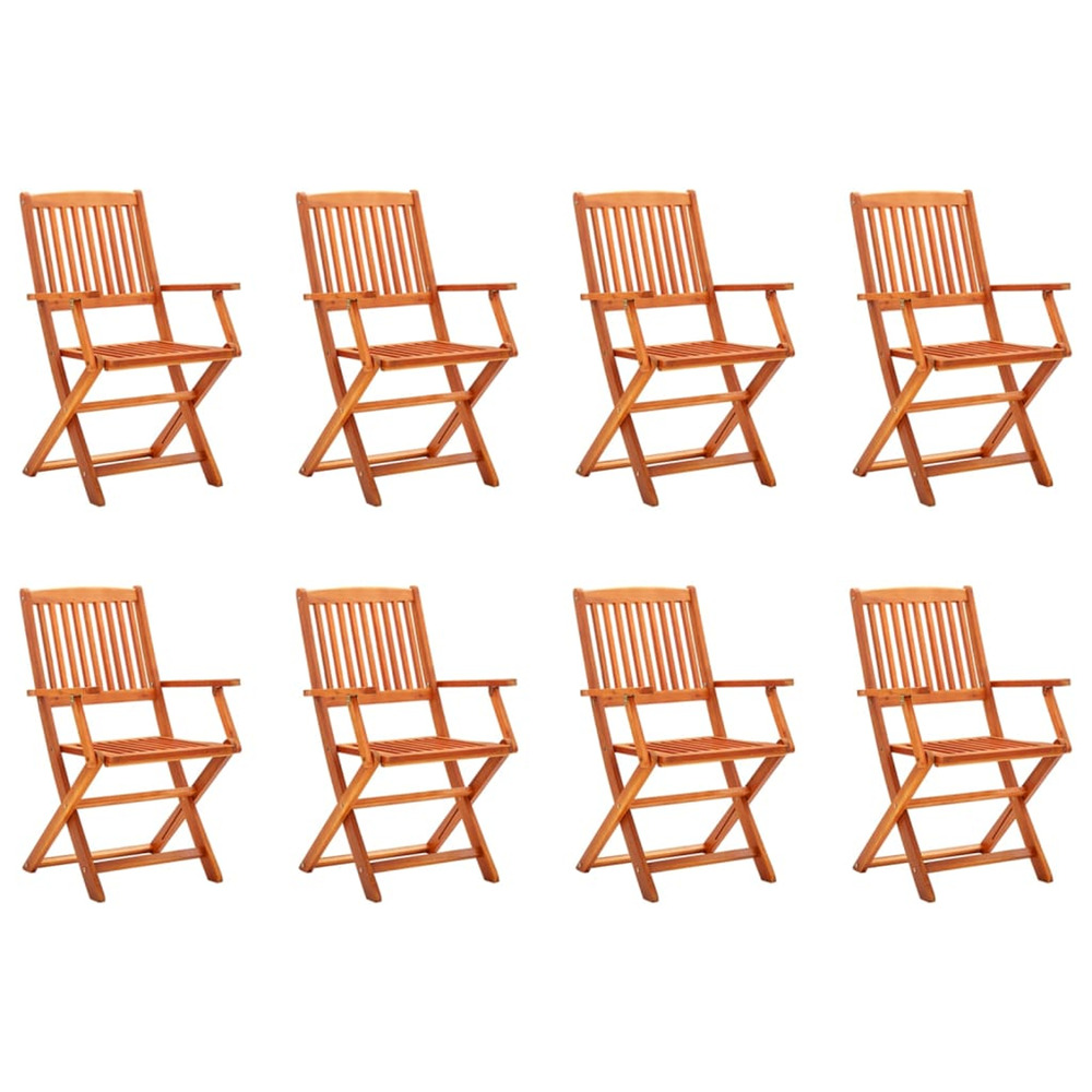 Chaises de jardin pliables lot de 8 bois d'eucalyptus massif