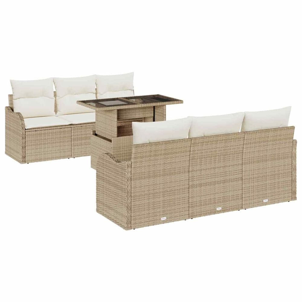 Ensemble de canapé de jardin 7 pièces 6-nombre de places beige