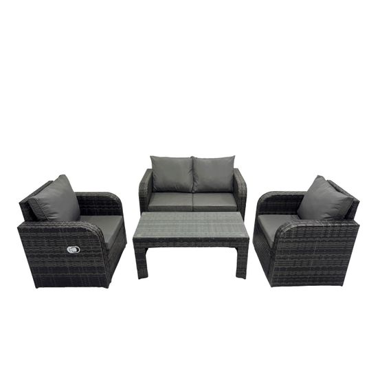 Ensemble de meubles de jardin en polyrotin avec table basse rectangulaire canapé à deux places