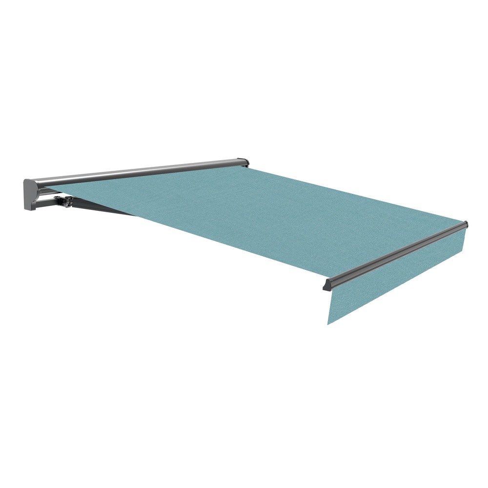 Store banne manuel 4x2,5m bleu – structure semi-coffre en aluminium - toile acrylique protection solaire uv