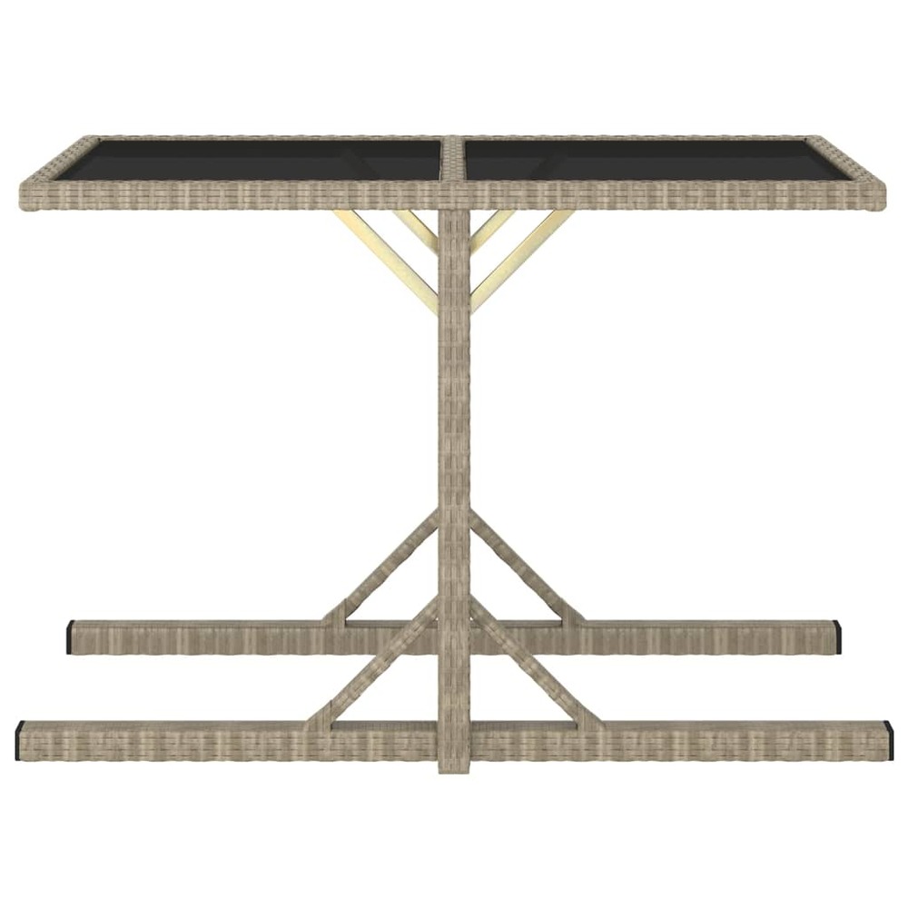 Table de jardin beige 110x53x72 cm verre et résine tressée
