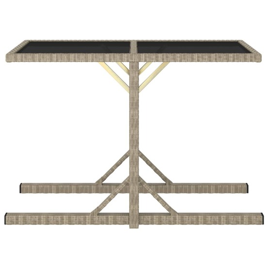 Table de jardin beige 110x53x72 cm verre et résine tressée