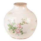 Vase céramique rose fleurs 16x17cm
