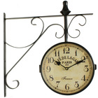Horloge de gare ancienne double face café de la gare paris 24cm - fer forgé - blanc