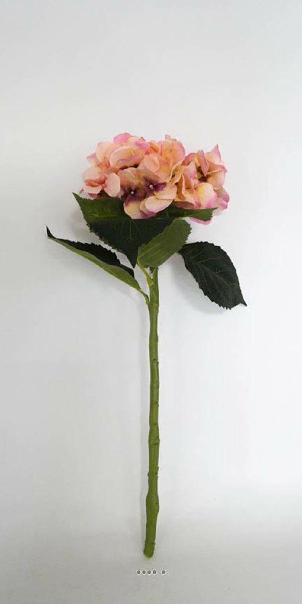 Hortensia artificiel en tige 1 tête 3 feuilles h 50 cm top rose - couleur: rose