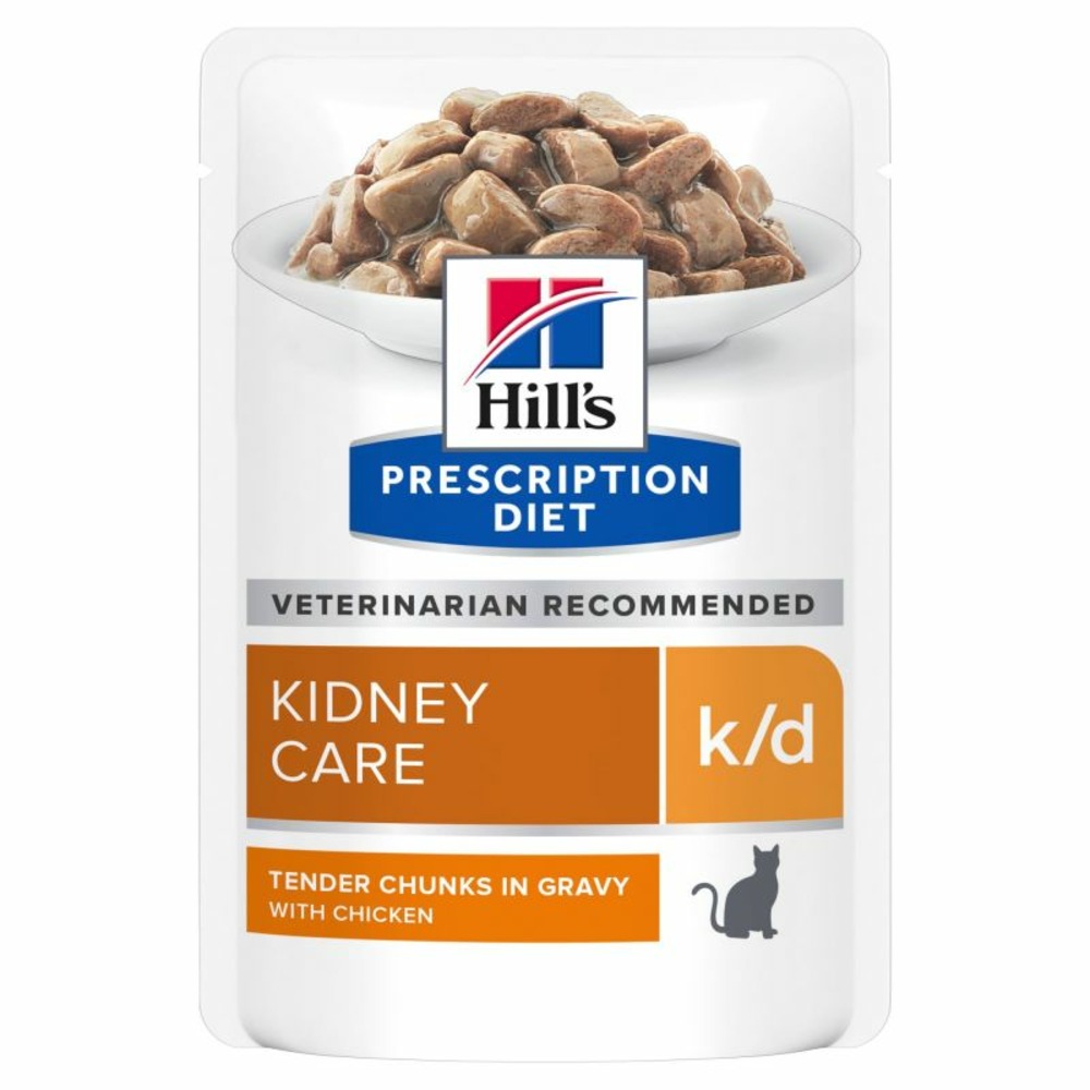 Patee chat adult prescription diets k/d kidney care poulet (sachet) - hill's 12*85 g