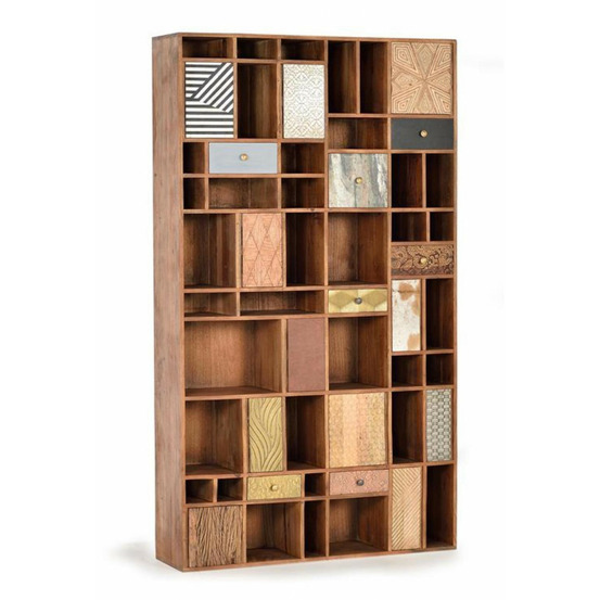 Bibliothèque 7 tiroirs bois marron - olympe décoration d'autrefois