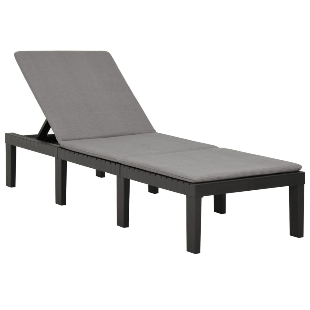Chaise longue avec coussin plastique anthracite bain de soleil