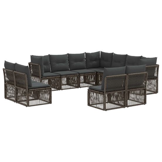 Ensemble de canapé de jardin 11 pc gris polyrotin