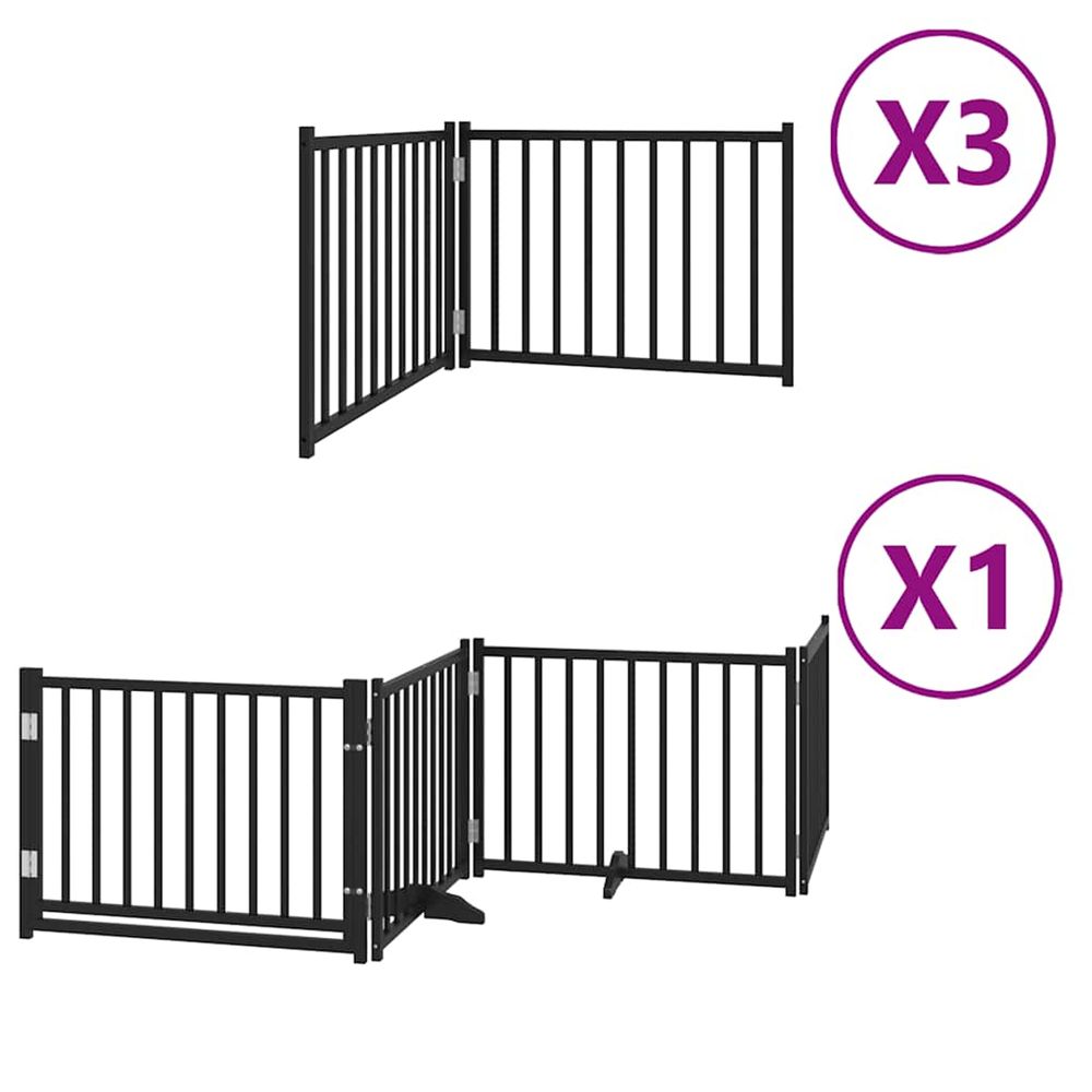 Barrière pour chien porte pliable 10panneaux noir bois peuplier