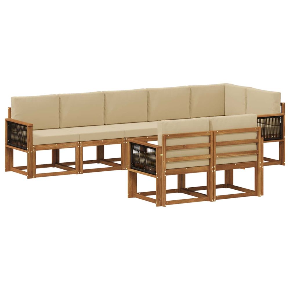 Ensemble de canapés d'extérieur 8 pc naturel et beige polyester
