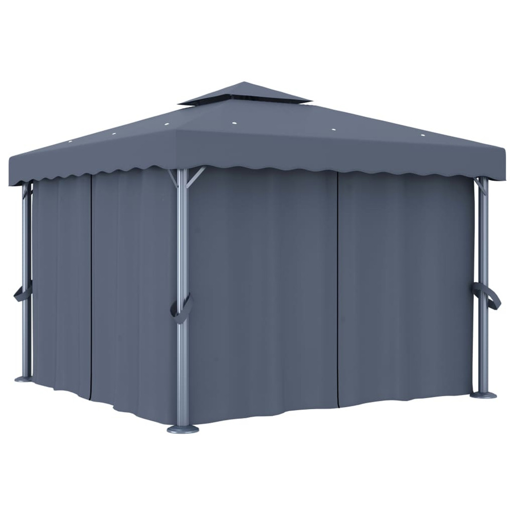 Tonnelle avec rideau 3x3 m anthracite aluminium