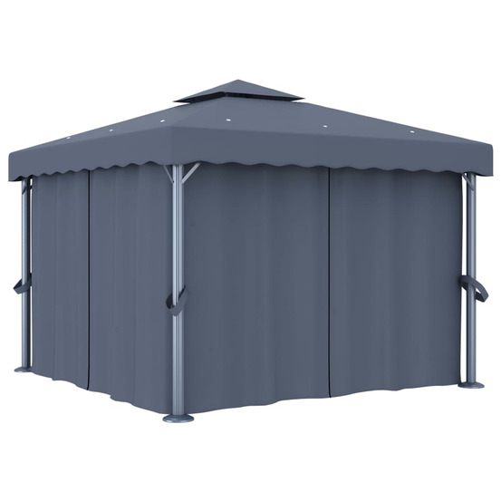 Tonnelle avec rideau 3x3 m Anthracite