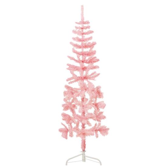 Demi sapin de noël mural pvc design original pour fête rose 120 cm