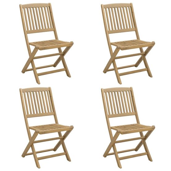 Chaises pliantes, lot de 4, 57 x 49 x 90 cm, en bois d'acacia massif