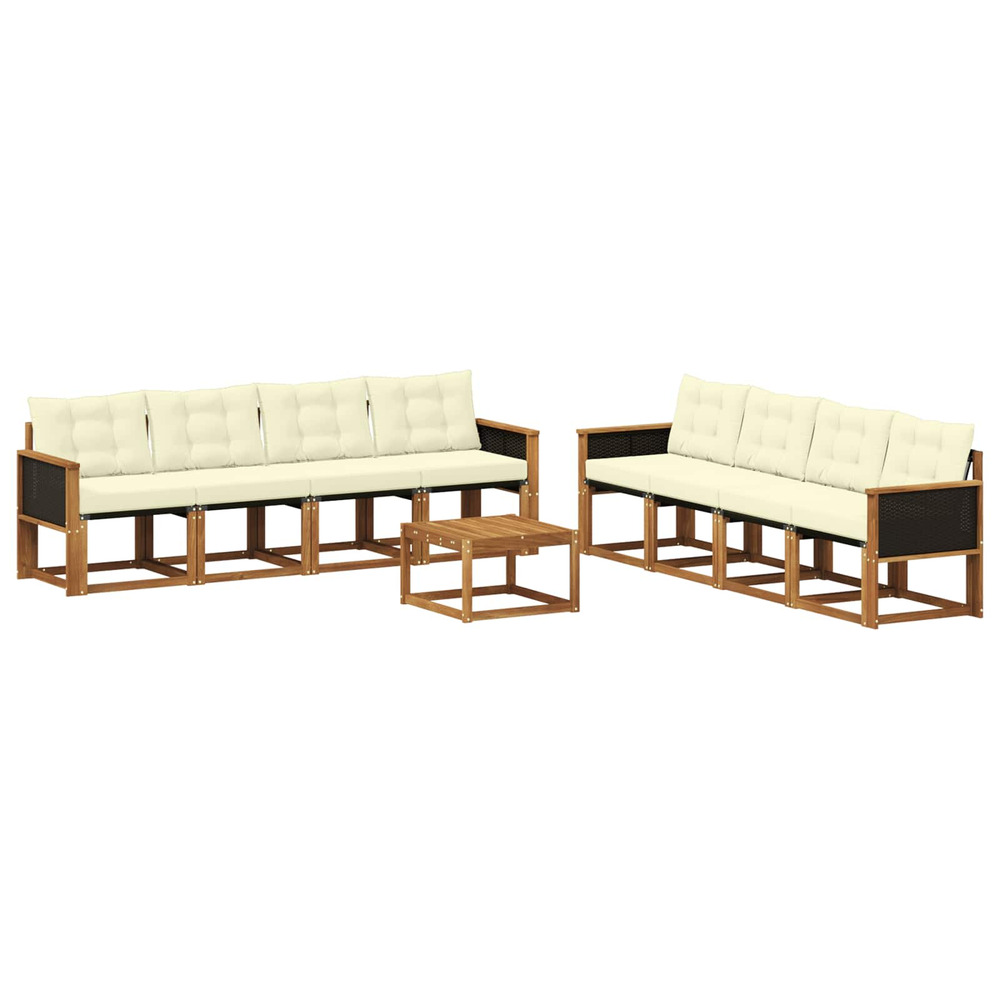 Ensemble de canapés d'extérieur 9 pcs naturel et crème