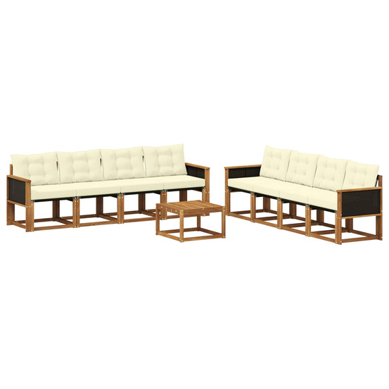 Ensemble de canapés d'extérieur 9 pcs naturel et crème