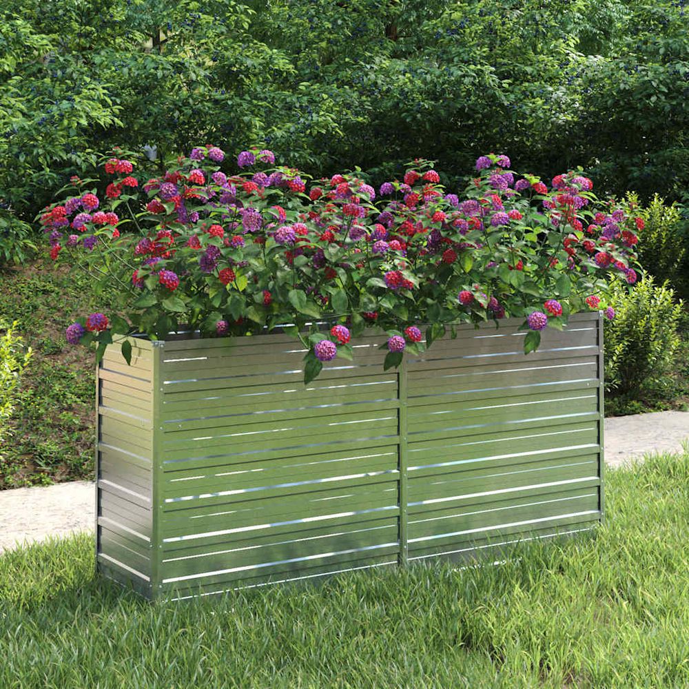 Carré potager surélevé étroit acier galvanisé jardin 160x40x77cm
