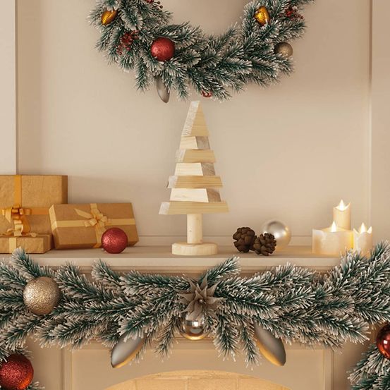 Lot de 2 sapins de noël en bois décoratifs à personnaliser pour intérieur 30 cm