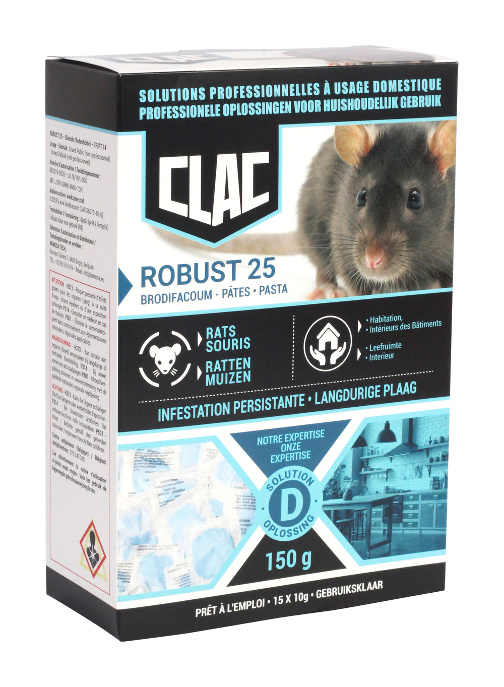 Pâte robuste 25 pour rats et souris - 150 g (15 x 10 g)