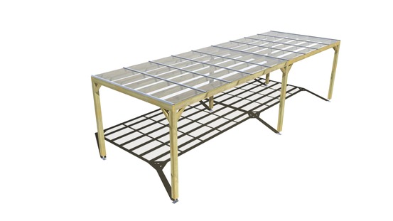 Pergola bois • 9m x 3m • indépendante • sens largeur • couverture étanche transparente incluse • livraison comprise