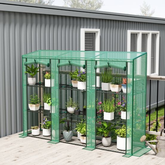 Serre de jardin 9 étagères acier housse pe verte 215 x 46 x 151 cm semis plantes - comfortxl outdoor living