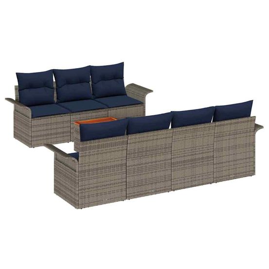 Ensemble de canapé de jardin 8 pc gris polyrotin