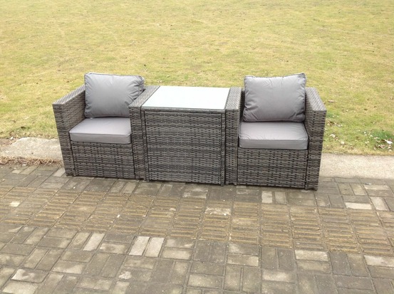 Rattan canapé un bras chaise jardin terrasse meubles set avec table basse 2 places